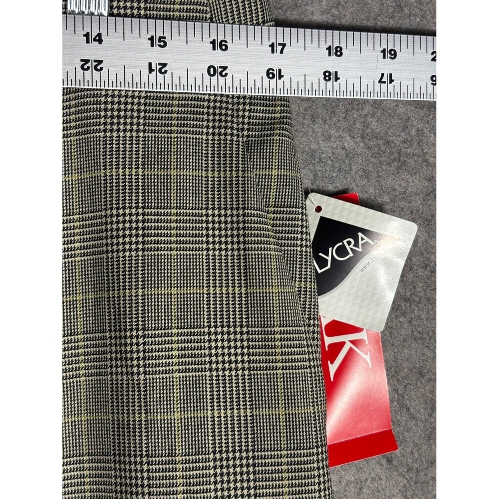 Anne Klein Ines Glen Plaid Dress Pants Womens 10 Black Tan Stretch Wool EFP90096 - Picture 7 of 10